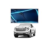 Windshield Sun Shade for GMC Sierra 1500 2500 3500 (SLT AT4 Denali) 2019-2025 – Custom Fit Sun Shield with Mirror Cut‑Out, Blocks Heat & UV, Foldable - GMC Sierra Windshield Sunshade