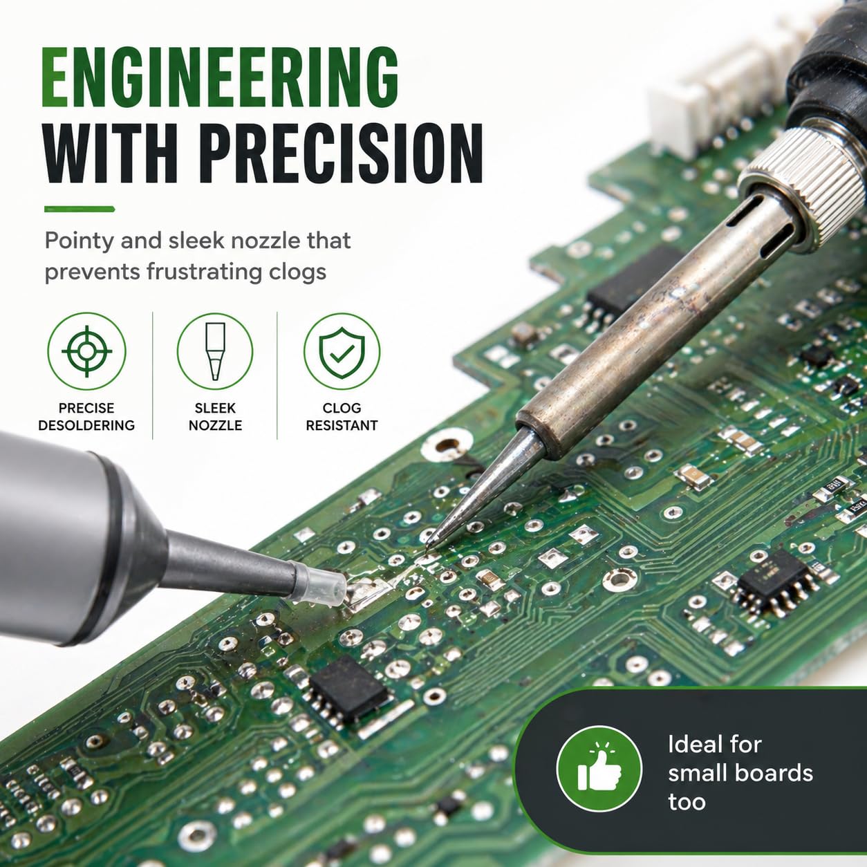 Solder Sucker Tool No Clog Desoldering Pump Soldering Sucker Perfect Desoldering Tool for Solder Remover with Strong Suction, Heat Resistant Pinecil Nozzle for Smooth Inrush