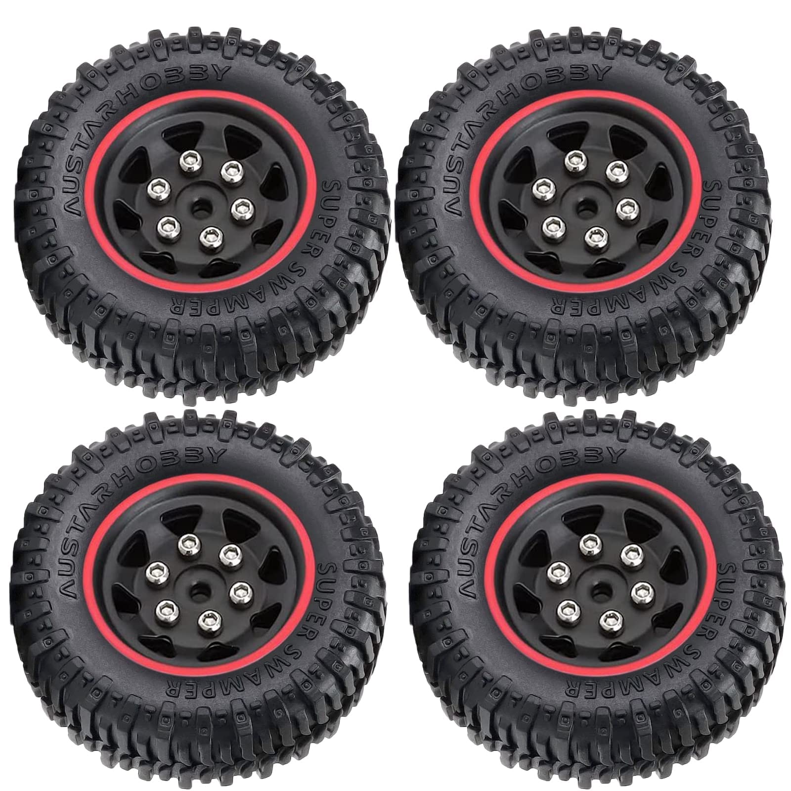 KINGCOO 4 Pneumatici In Gomma Per Auto RC Crawler 1/18 1/24 - 63x26mm Con Inserti In Schiuma - Per Axial SCX24, TRX4M