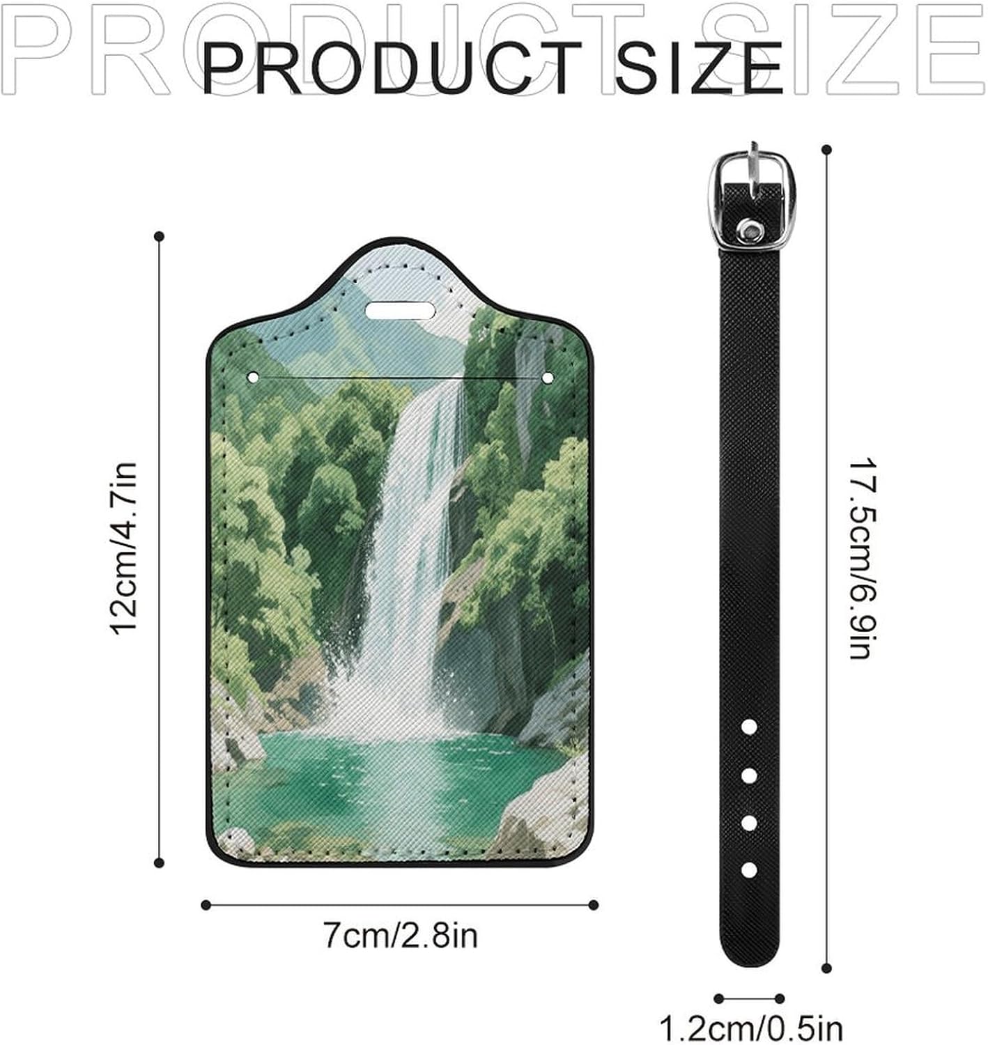 Mountain Waterfall PU Leather Luggage Tag for Suitcases image 2