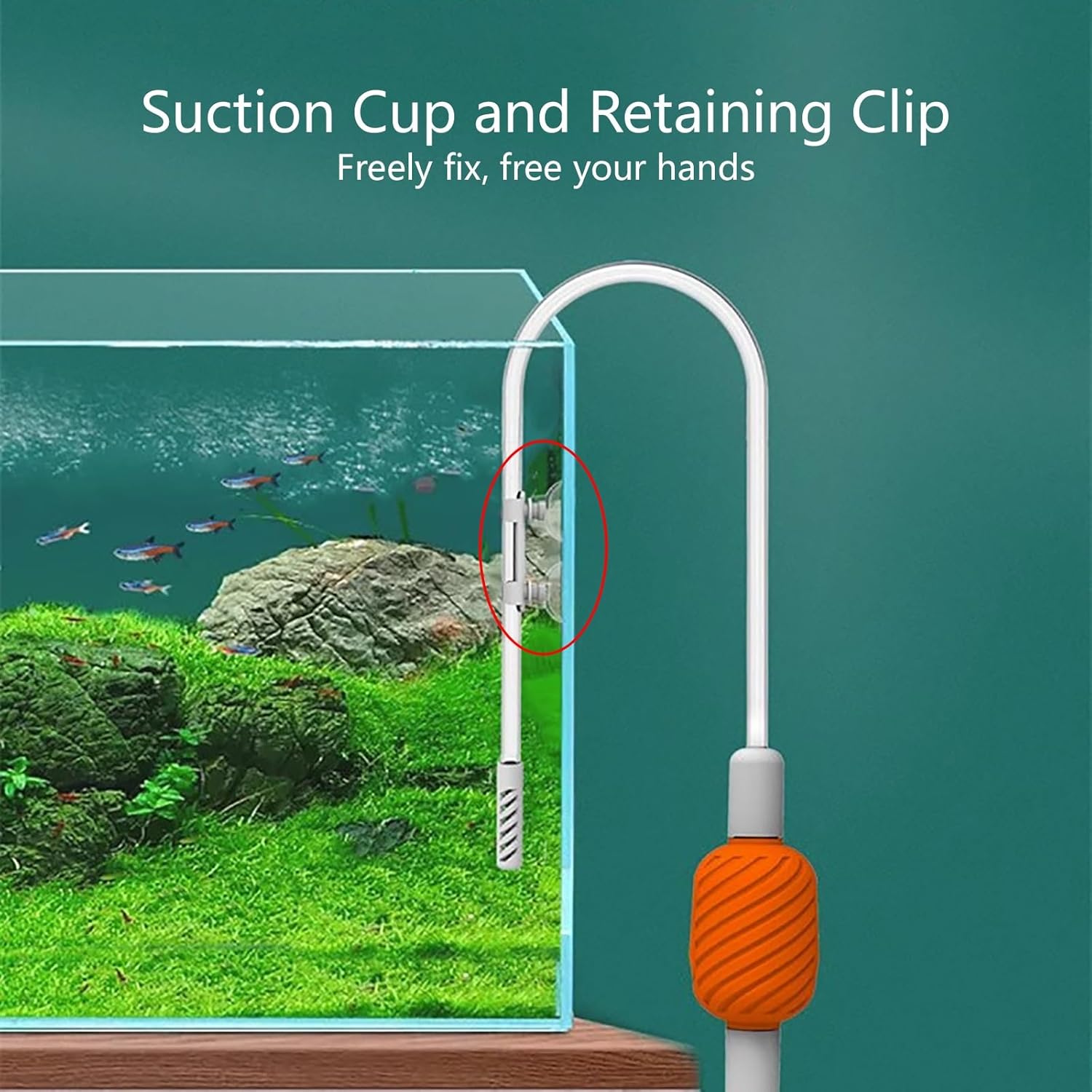 Aquarium Gravel Cleaner, Hand Siphon Hose with Thickened Airbag, Siphon Universal Quick Pump, Use for Fish Tank Cleaning Gravel and Sand