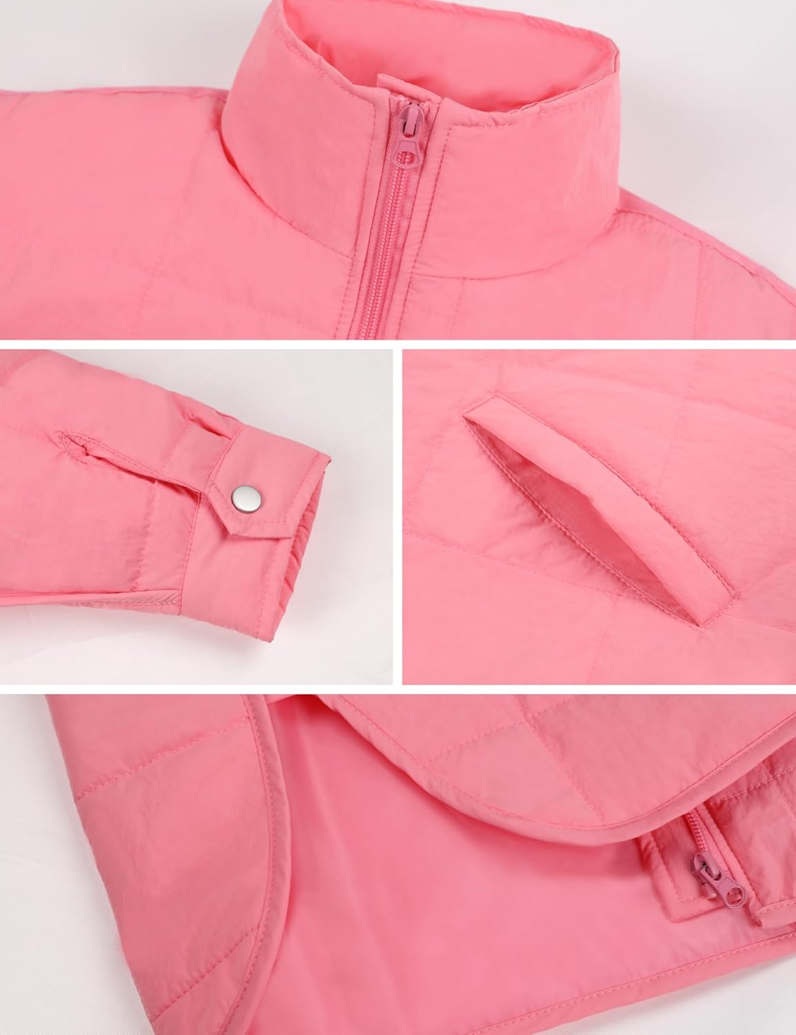 Xiaoxuemeng Womens Quilted Puffer Jacket Zip Up Lightweight Padded Coat Outwear with Pockets - Image 5