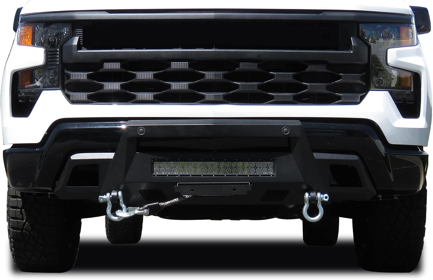 Black Horse Armour III Heavy Duty Front Winch Bumper Kit & Winch Textured Black Compatible with 2022-2026 Chevrolet Silverado 1500-AR3HD06-W12