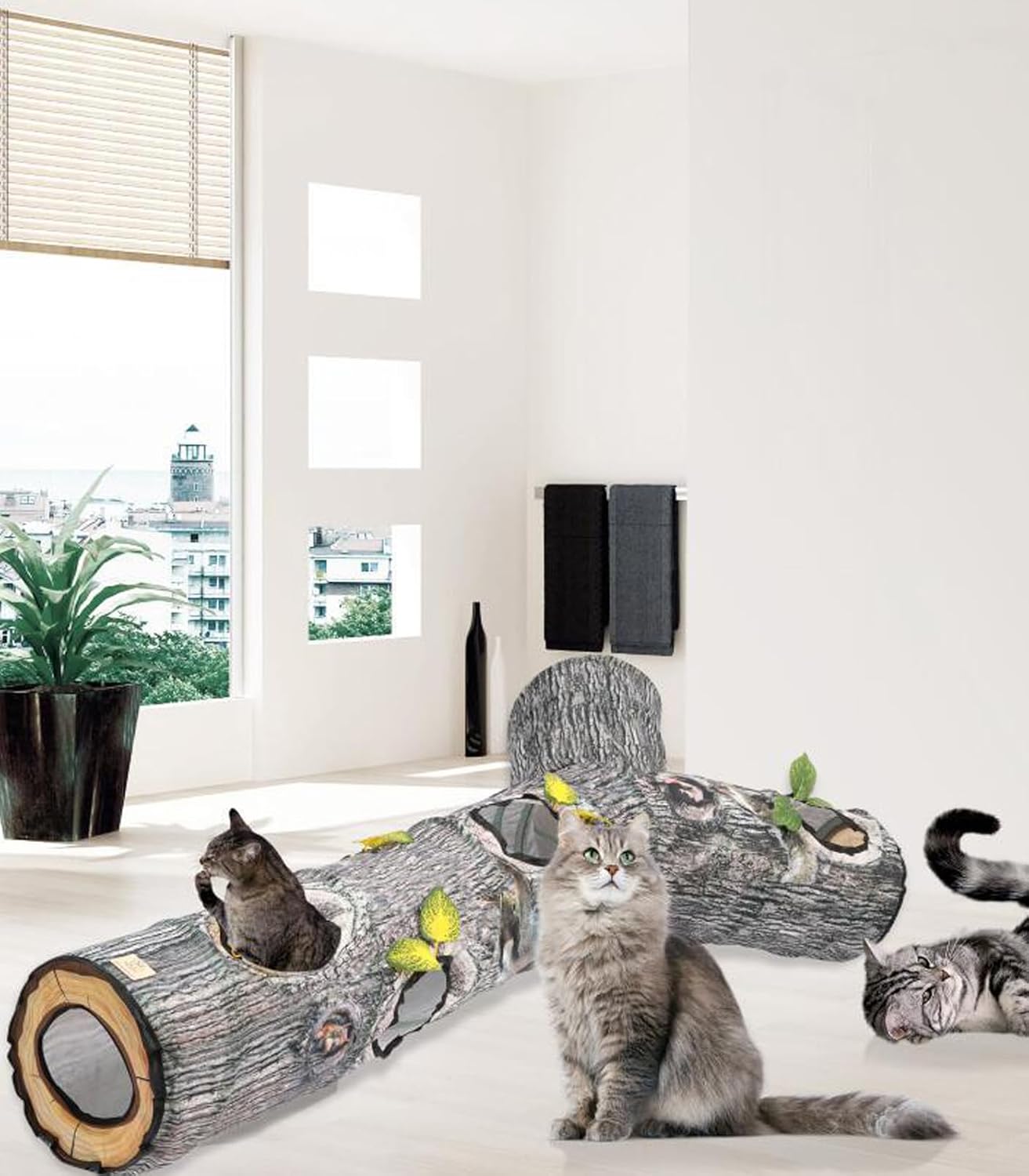 Túnel Plegable Para Gatos - 3 Direcciones, Con Pelota Y Mirilla, De Tela Poliéster, Para Jugar En Casa