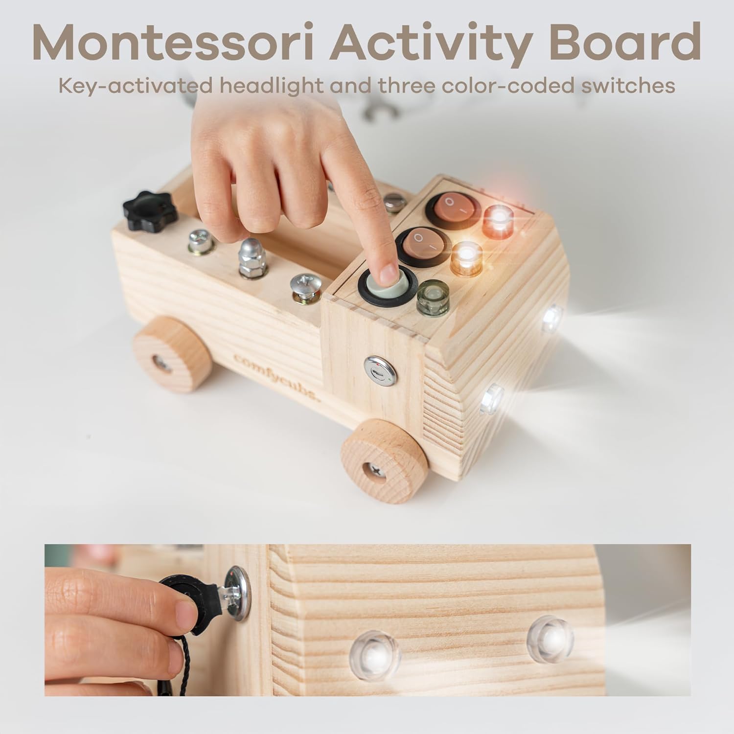 Wooden Climber and Busy Board Truck Set Bundled by Comfy Cubs
