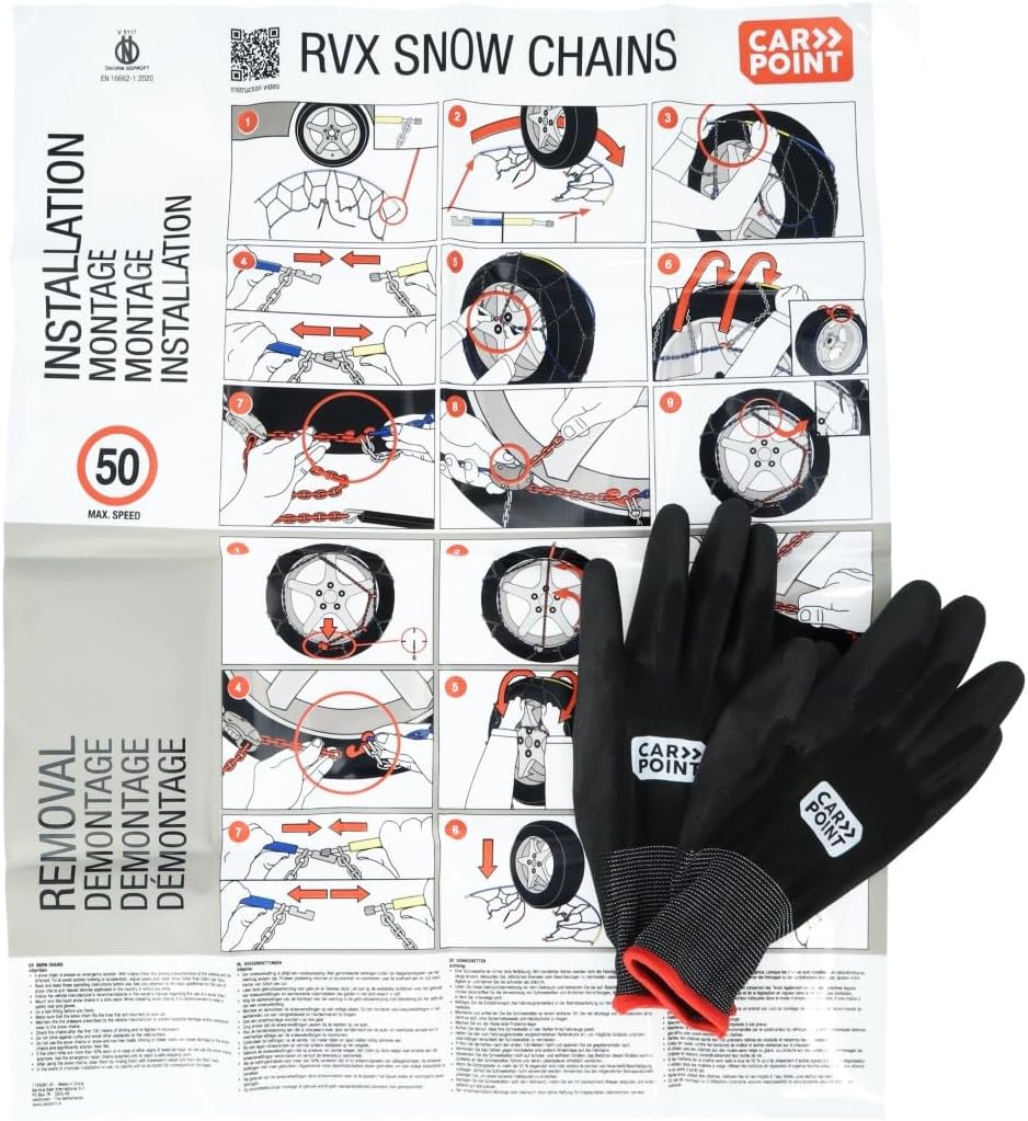 Carpoint 1725085 Snow Chains with Assembly Instructions with Storage Bag