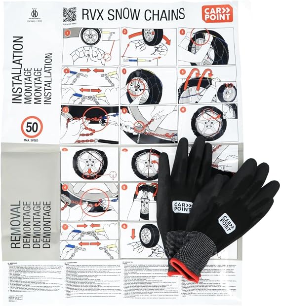 Carpoint 1725085 Snow Chains with Assembly Instructions with Storage Bag