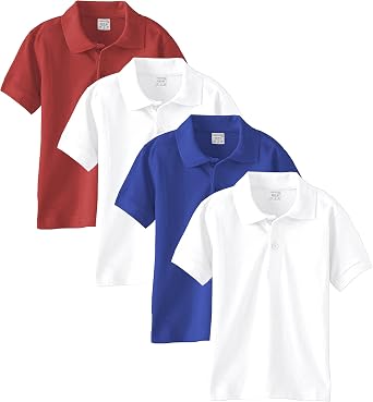 Andrew Scott Boys Short Sleeve Pique Polo Shirts | School Uniform Polo Shirts | 3 & 4 Packs | White & Colors