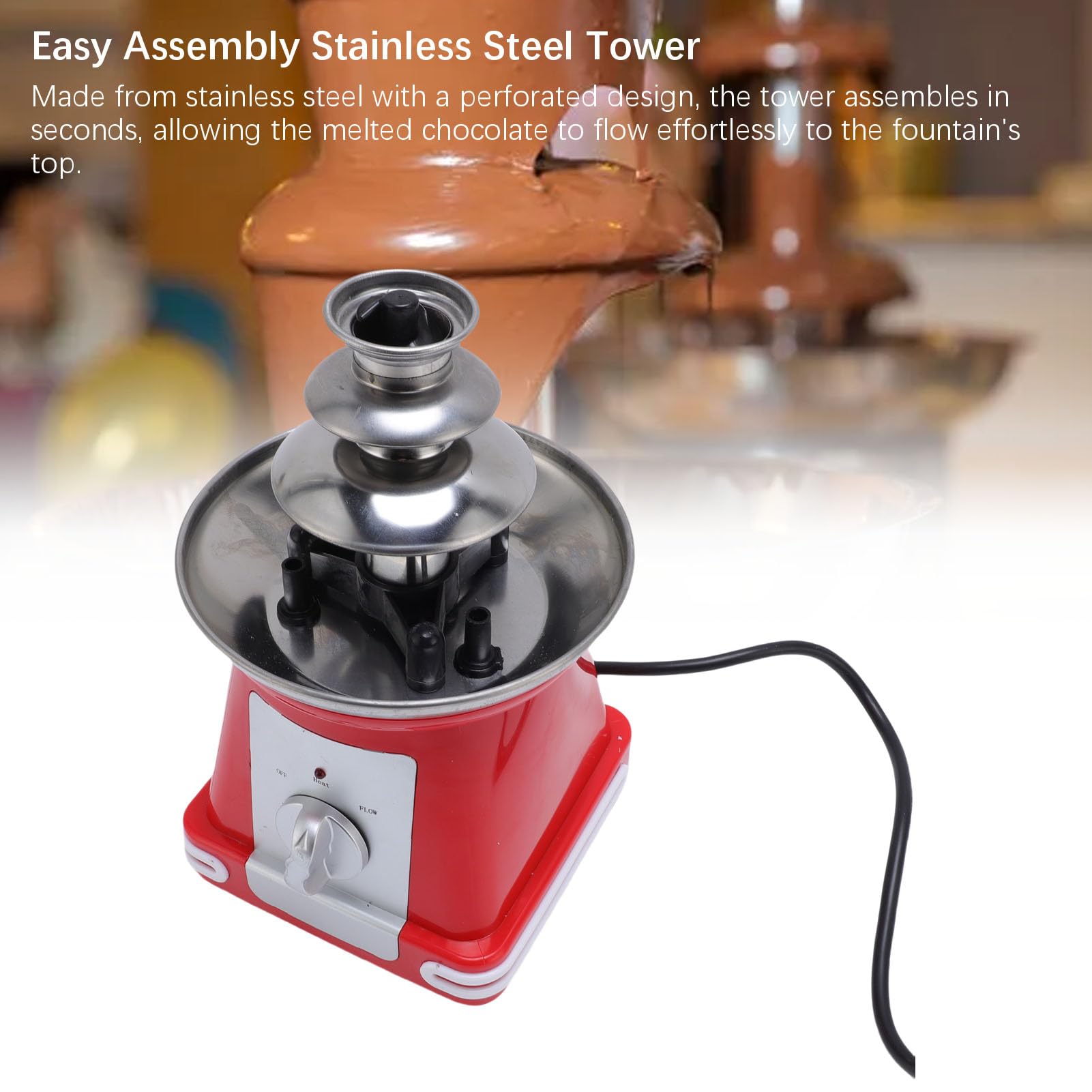 Yoidesu Chocolate Fountain, 3 Tier Stainless Steel Chocolate Fountain Machine with 750g Capacity Chocolate Fountain for Birthday Party Wedding Dessert Table (US Plug 110V)