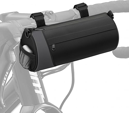 FINPAC Bolsa de manillar de bicicleta, bolsa de almacenamiento para marco frontal de bicicleta para ciclismo, correa de hombro desmontable, bolsa de