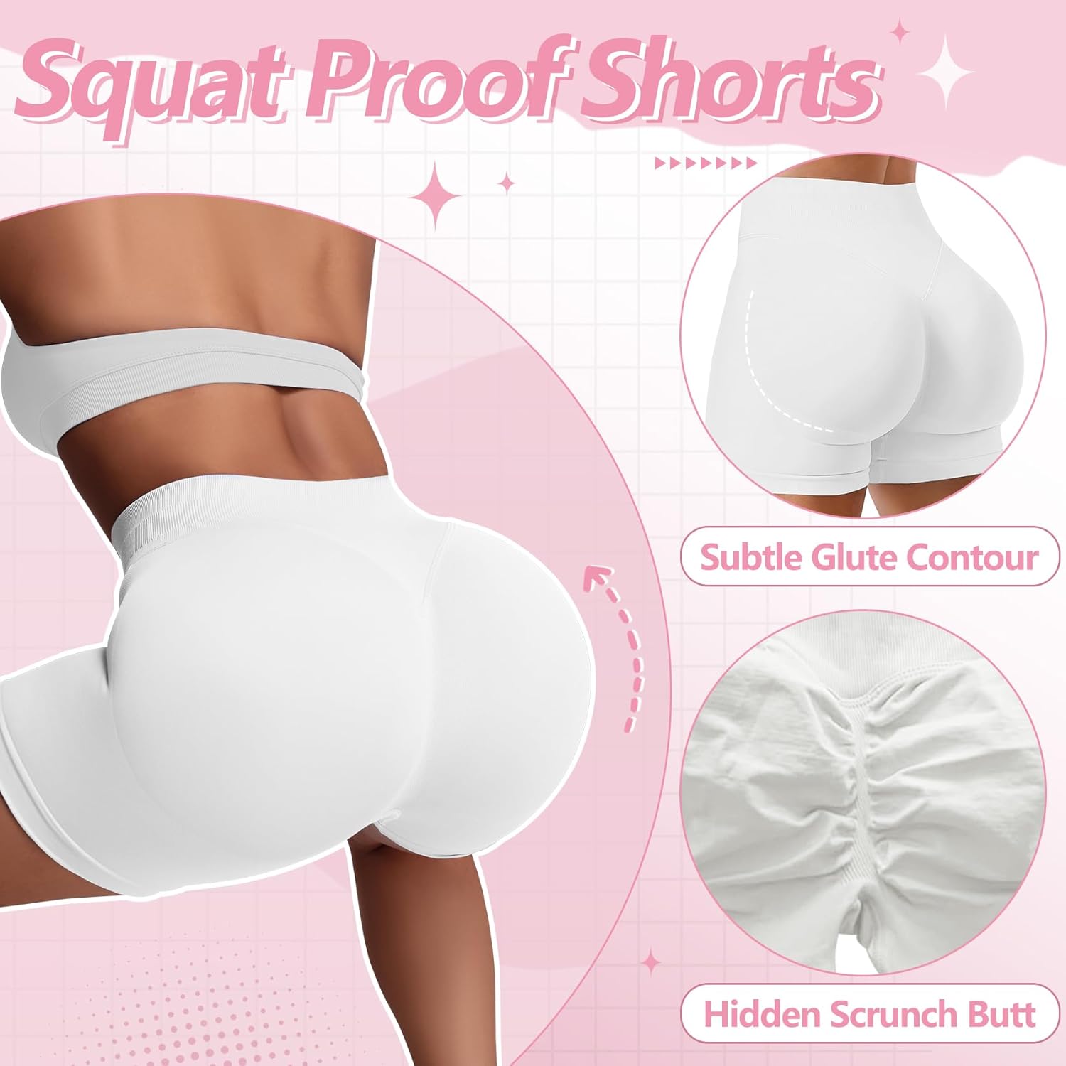 Women Workout Gym Impact Shorts 4.5" Hidden Scrunch Butt Lifting Seamless Yoga Shorts Tummy Control