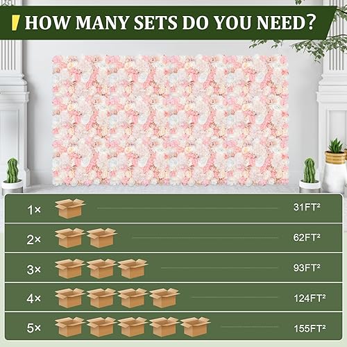 Vista 146 de 20 paneles de pared de flores artificiales, decoración de pared de 24 x 16 pulgadas, paneles decorativos de flores de hortensias para el hogar, 20