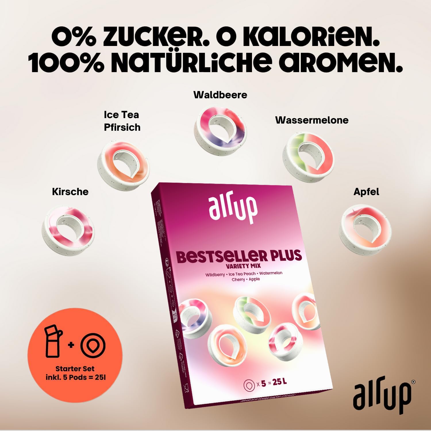 air up® Flasche Twist Pro Starter Set Original, inkl Pods in 5 Geschmacksrichtungen 600ml Trinkflasche mit Geschmack, zuckerfrei I auslaufsicher, spülmaschinenfest & BPA frei I in Charcoal Grey