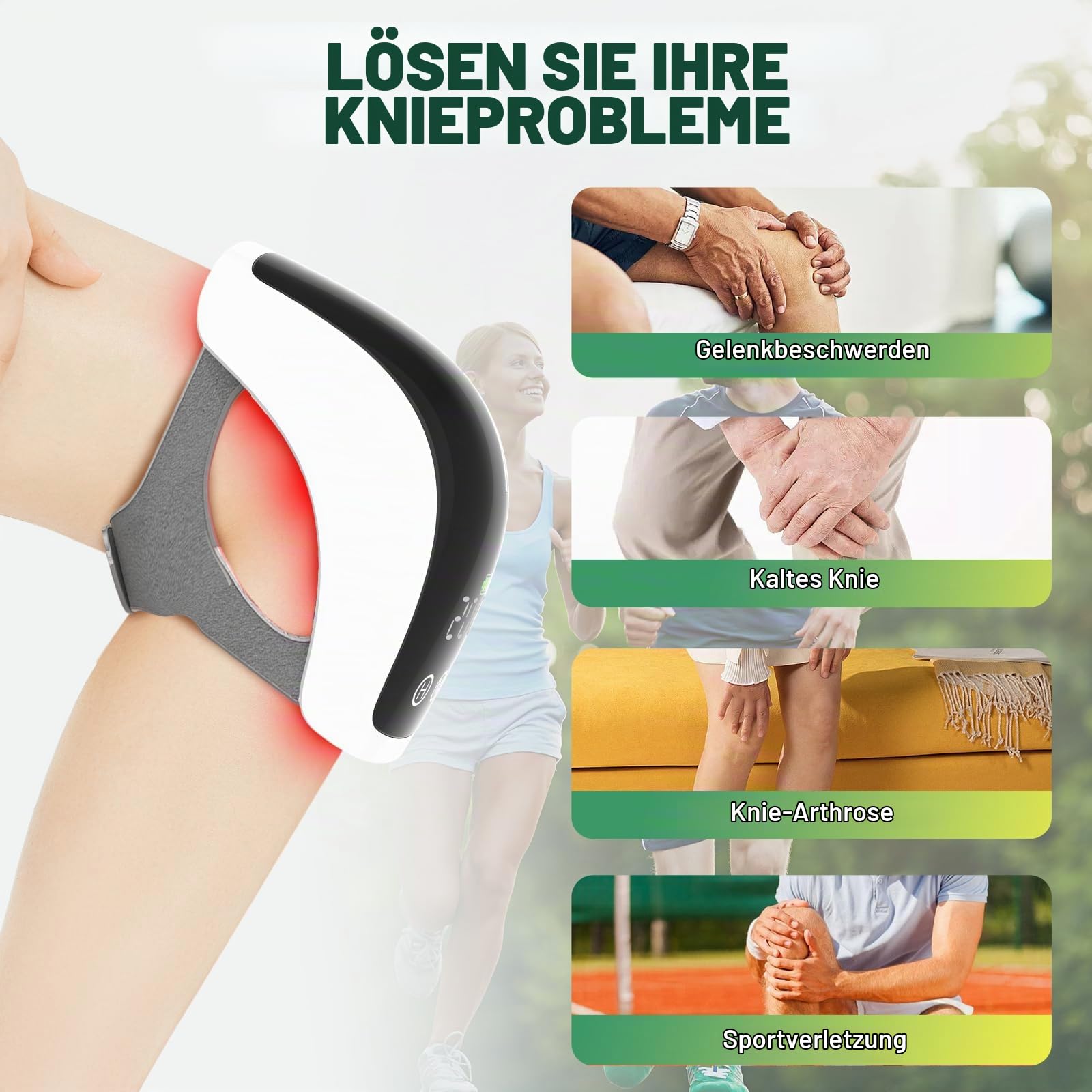 iKeener Knie Massagegerät Arthrose Schnurloses mit Wärme und Vibration, FDA Zugelassen 210pcs Kaltlaser Infrarot Kniemassagegerät für Knieschmerzen Knie Steifheit Bänder Muskelverletzung