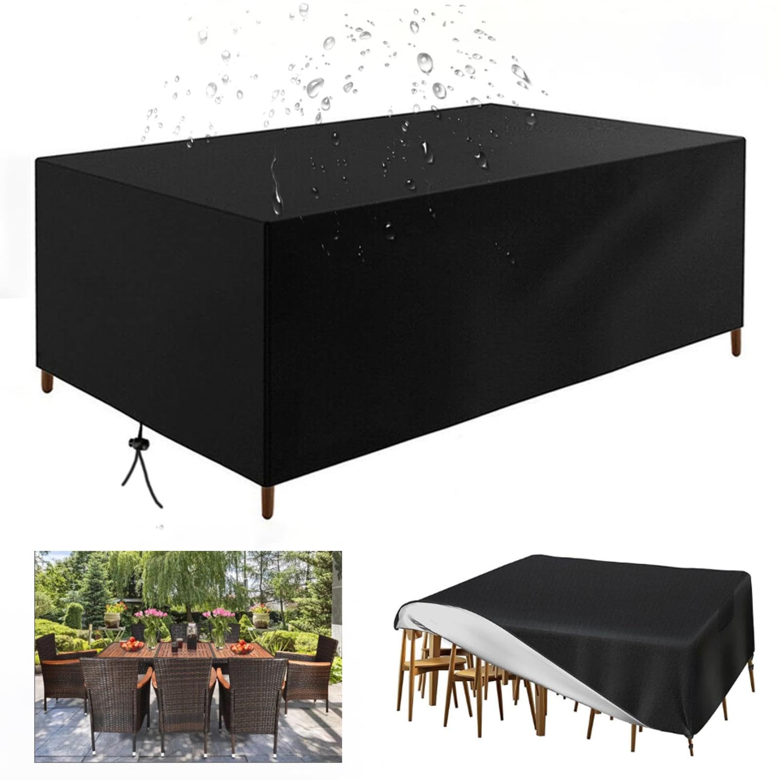 HNKDKJ Cover for Garden Furniture Waterproof Garden Furniture Covers 235x80x90cm(Height) Heavy Duty Oxford Fabric Garden Table Covers Rectangular Garden Storage Cover Garden Table and Chairs Cover