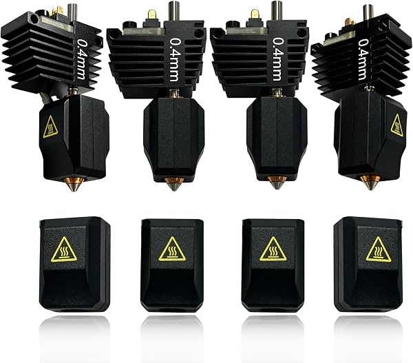 4 Unidades Hotend 0.4mm Creator 5 para Flashforge Creator 5 Pro Hot End | Detalle y Velocidad Equilibrados, Alta Temperatura 320℃, Boquilla Endurecida de Alta Velocidad, Cabezal de Impresión Integrado de Intercambio Rápido con 8 Unidades de Funda de Silicona