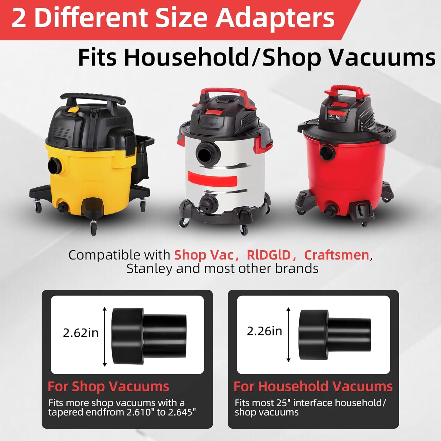 Extractor Hose Kit, Compatible with Shop Vac Extractor Kit for Upholstery, Carpet Cleaning & Auto Detailing with 10FT Hoses and 25 FT Water Pipes & Adapter