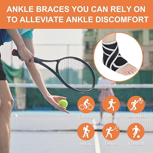 Miniatura 5 de Tobillera para tendinitis de Aquiles, tobillera ajustable, soporte de tobillo azul en forma de X para hombres y mujeres, tobillera transpirable para