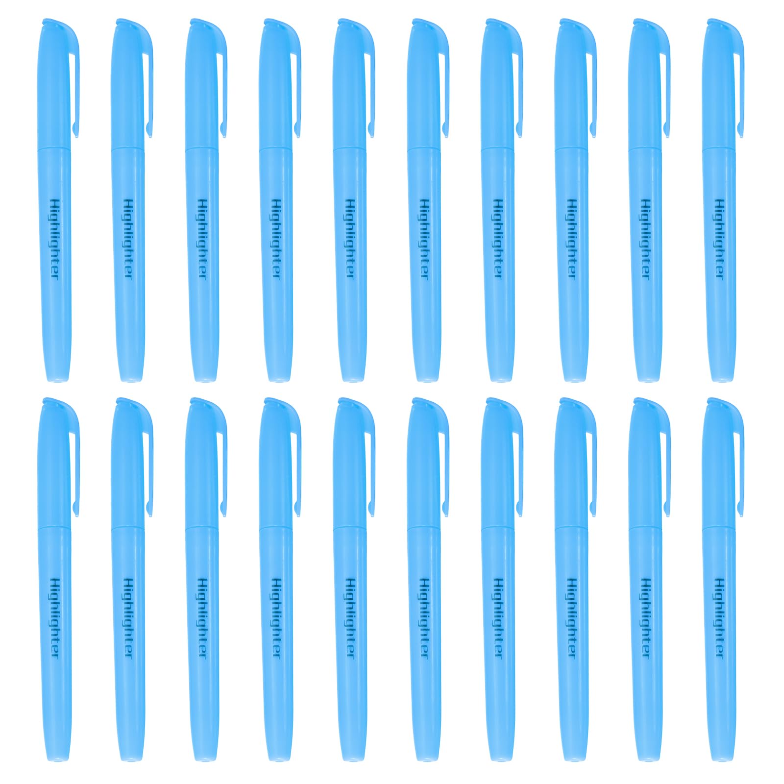 PATIKIL Blue Highlighter, 20 Pack No Bleeds Highlighters Pens Neon Clear View Bright Quick Dry Pocket Marker Pen Sticks Chisel Tip Cute for Books Office Adults