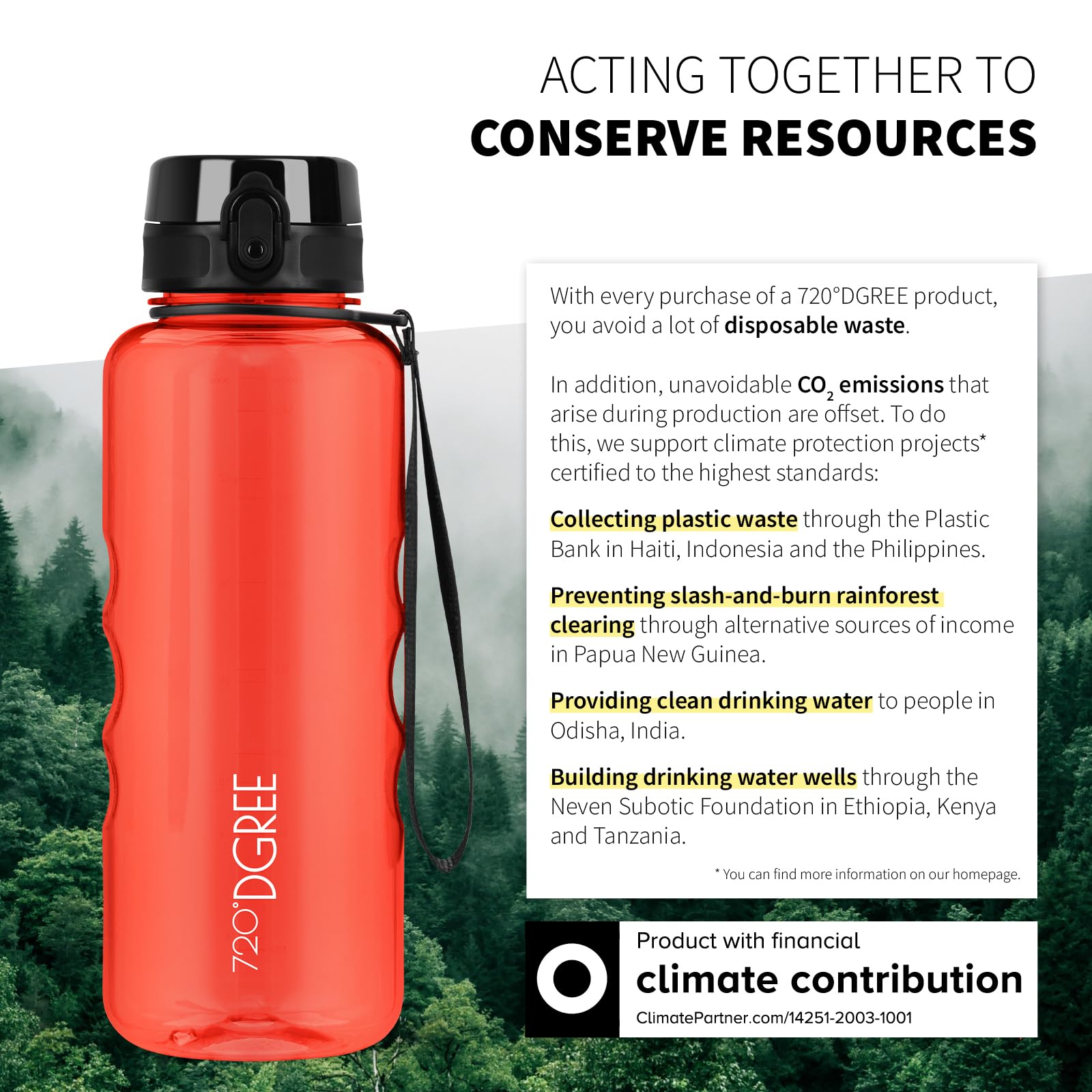720°DGREE Water Bottle 1.5l “uberBottle“ crystalClear +Sieve, BPA-Free, Leakproof, Reusable Drinking Bottle - Image 5