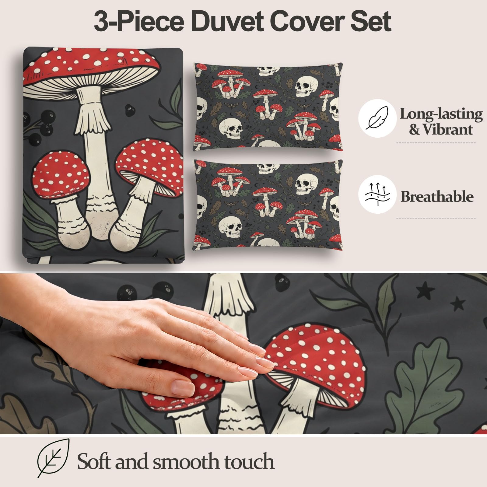 Set di stampa botanica gotico copripiumino 155 x 220 cm