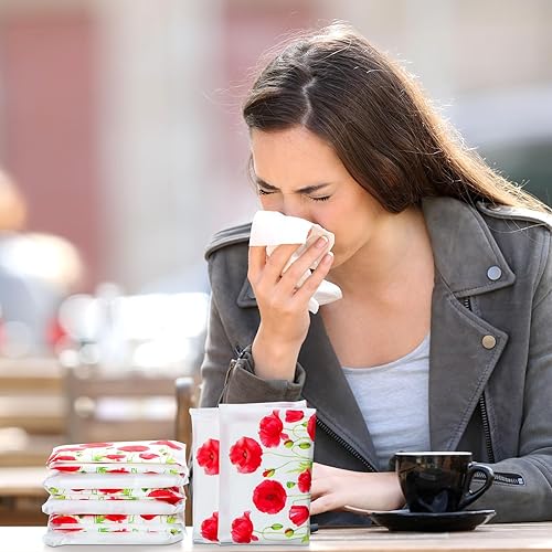 Miniatura 62 de Geyee Paquete de 50 paquetes de pañuelos faciales de viaje, pañuelos desechables de bolsillo para invitados de boda, viajes, bolsa escolar