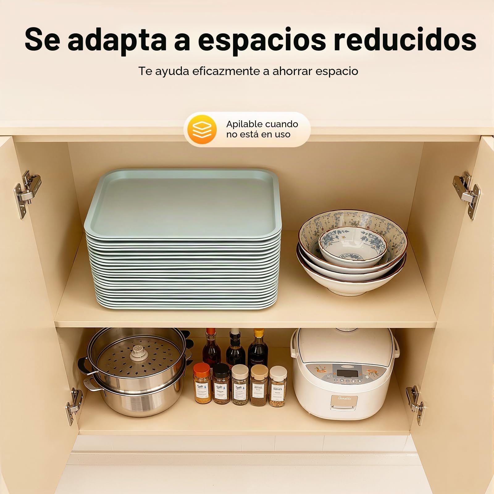 24 bandejas de plástico, bandejas para servir, antideslizantes, rectangulares, bandejas de plástico de plástico, bandejas de comida rápida, bandejas antideslizantes para cocina, comedor, 36 x 27 x 2