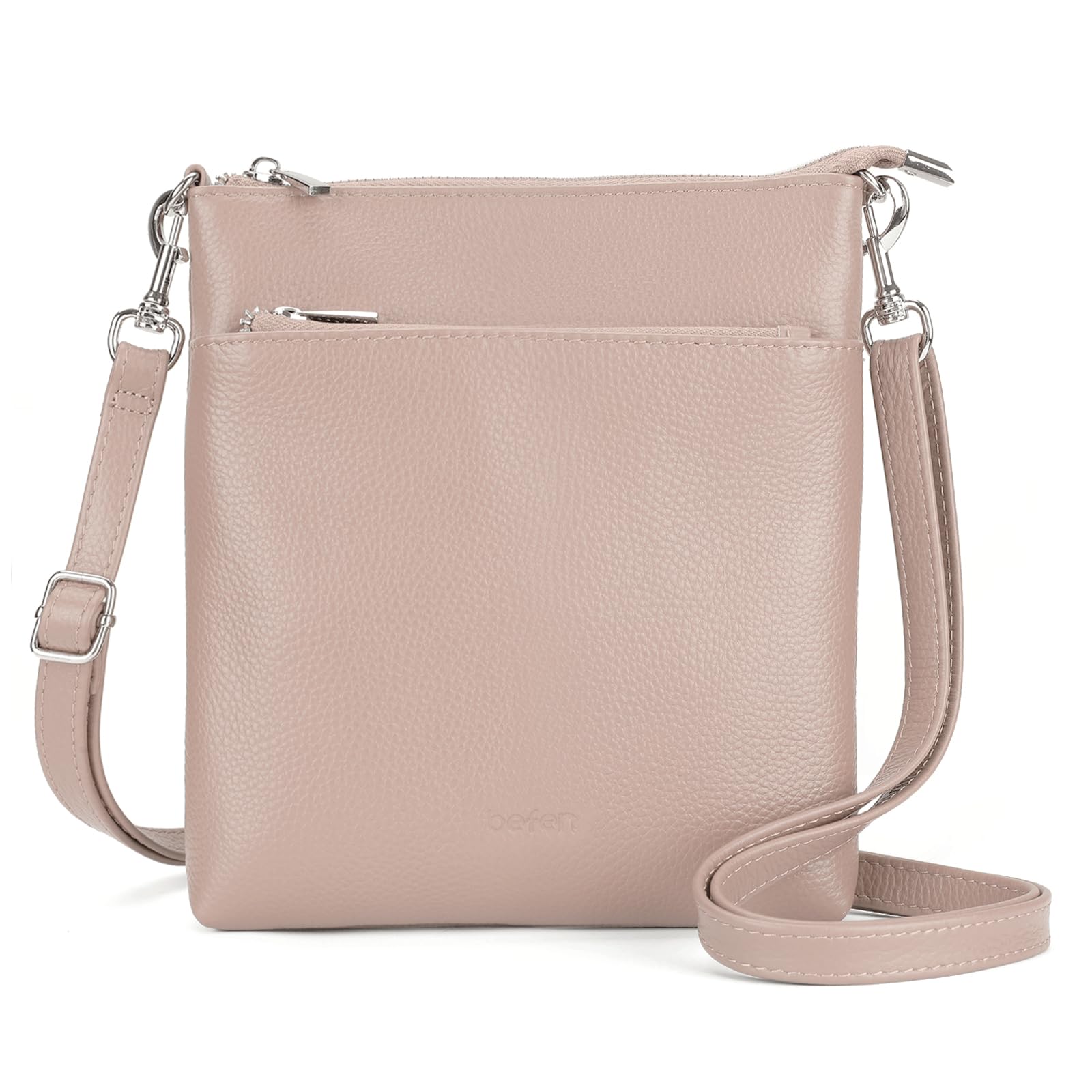 befen Echtleder Umhängetasche Damen Mittelgroß, Handtasche Damen Leder mit Handyfach, Klein Crossbody Bag Handytasche zum Umhängen mit Verstellbar Abnehmbar Schultergurt