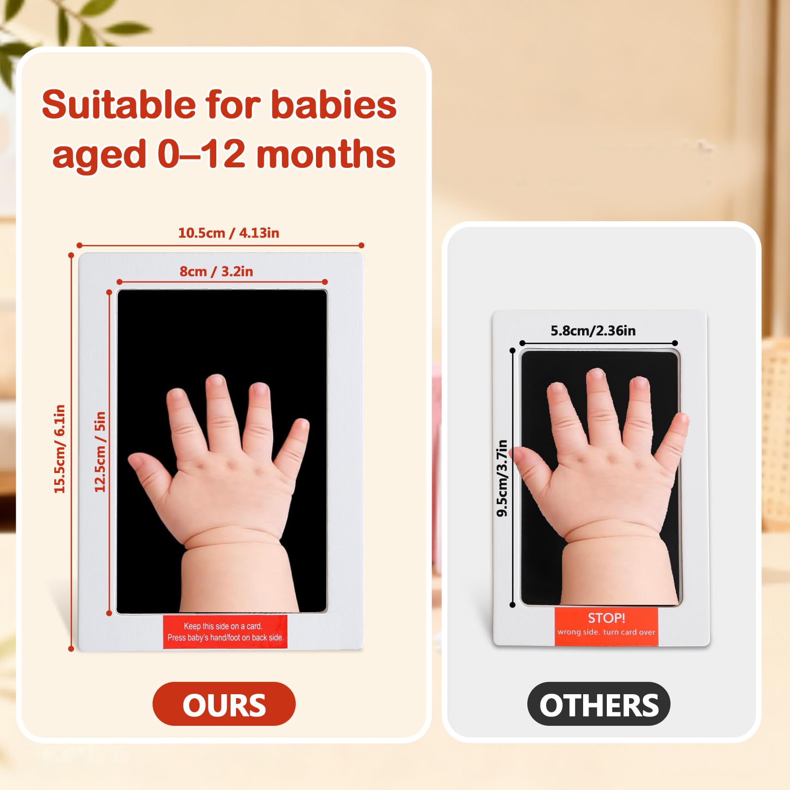 PewinGo XL Size Baby Handprint and Footprint Kit,2 Baby Inkless Print Pads,4 Imprint Cards,Safe for Baby,Baby Footprint Frame,Newborn Keepsake Gifts,Paw Print Kit,Newborn Essentials,Black - Image 2