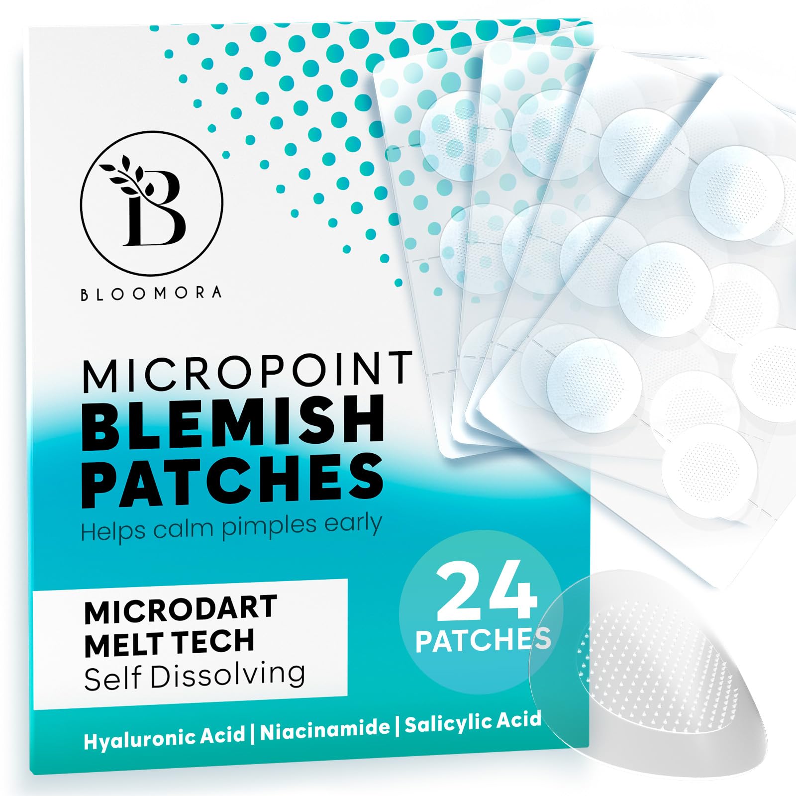 Pickel Patch Salicylic Acid, Pimple Patches Micro Needle, Hydrokolloid Pflaster mit Niacinamid, Hyaluronsäure & Salicylsäure, Anti Pickel Pflaster Gesicht (24 Stück) - PAC2