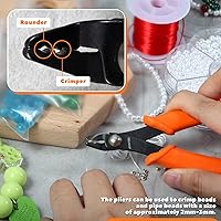 Vista 3 de Mini alicates para engarzar cuentas de 5 pulgadas, herramientas para engarzar cuentas con mandíbula doblada, 2 muescas para hacer joyas, herramienta
