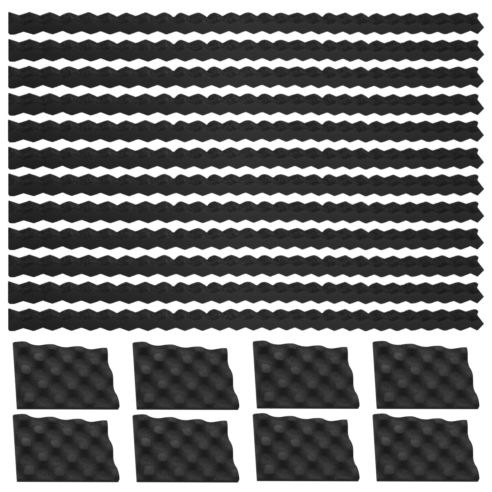 Kit di 20 anelli per altoparlanti in schiuma da 2,5 cm di spessore, autoadesivi, include 12 strisce di schiuma acustica, 8 cuscinetti riflettenti a onda, adatti per 2,5 cm a 15,2 x 22,9 cm