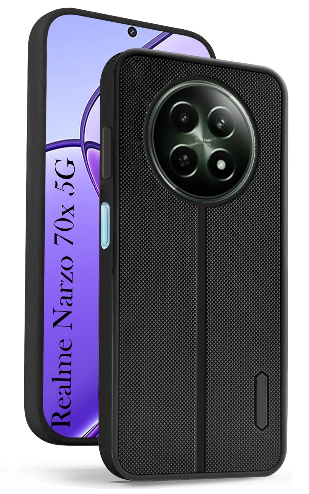 Jkobi Back Cover Case for Realme Narzo 70x 5G (Textured Grip Design  Camera Protetion Slim and Light Weight Soft Touch and Feel Black)