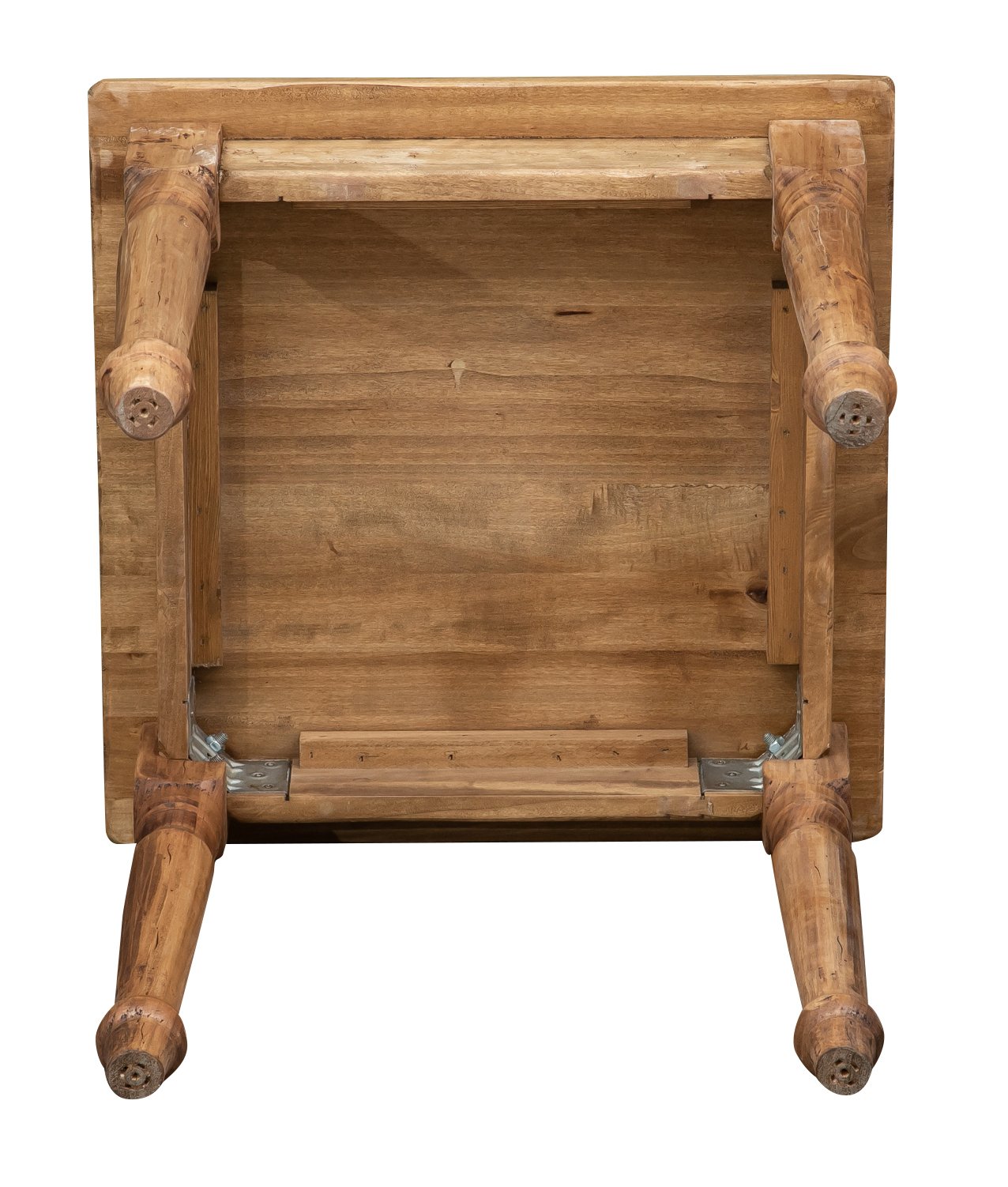 Biscottini Tavolo Quadrato In Legno Massello Di Tiglio - Stile Country – Stile Shabby - Struttura e Piano Naturale L 70 x PR 70 x H 78 cm