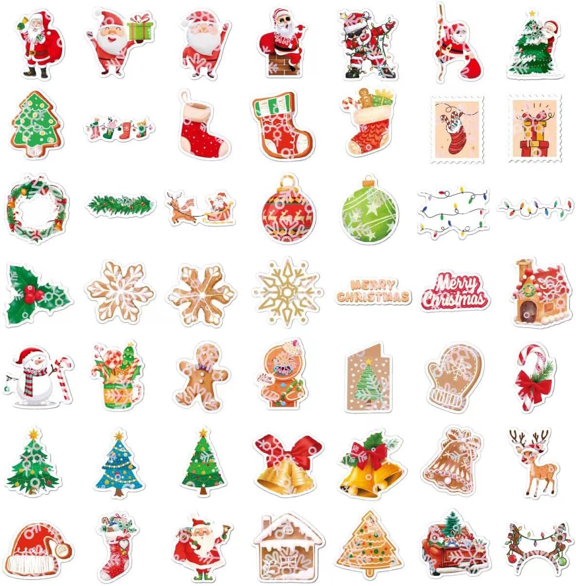 LZLPACKING Christmas Stickers 100 Pcs Holographic Shiny Chrome Vinyl Stickers for Kids & Adults, Including Christmas Tree - Image 3