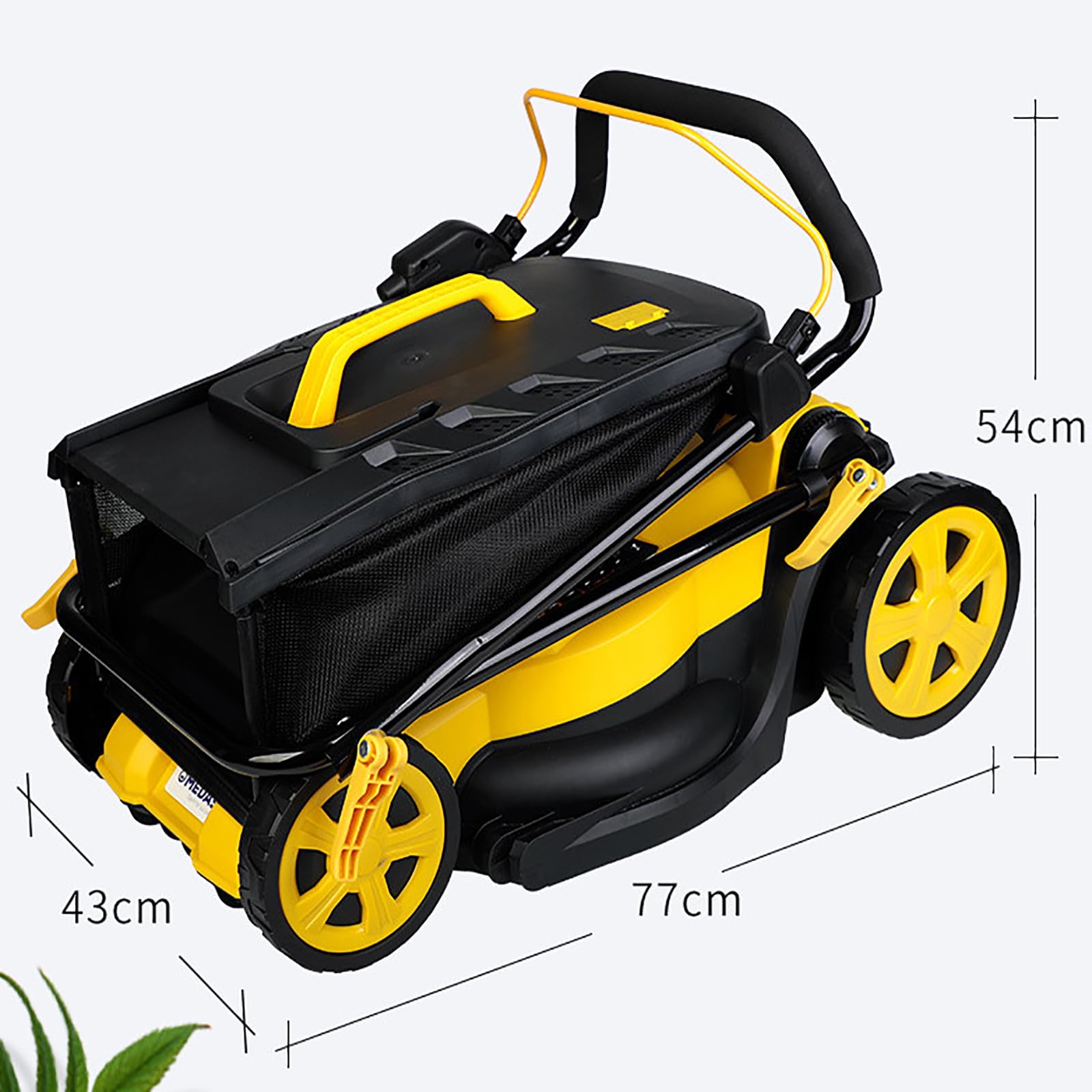 FfiMe Cortacésped eléctrico, cortacésped con batería de Iones de Litio, Caja de césped Grande de 45 L, Ancho de Corte de 33 cm, 5 Alturas de Corte Ajustables (25-70 mm), Plegable para Almacenamiento