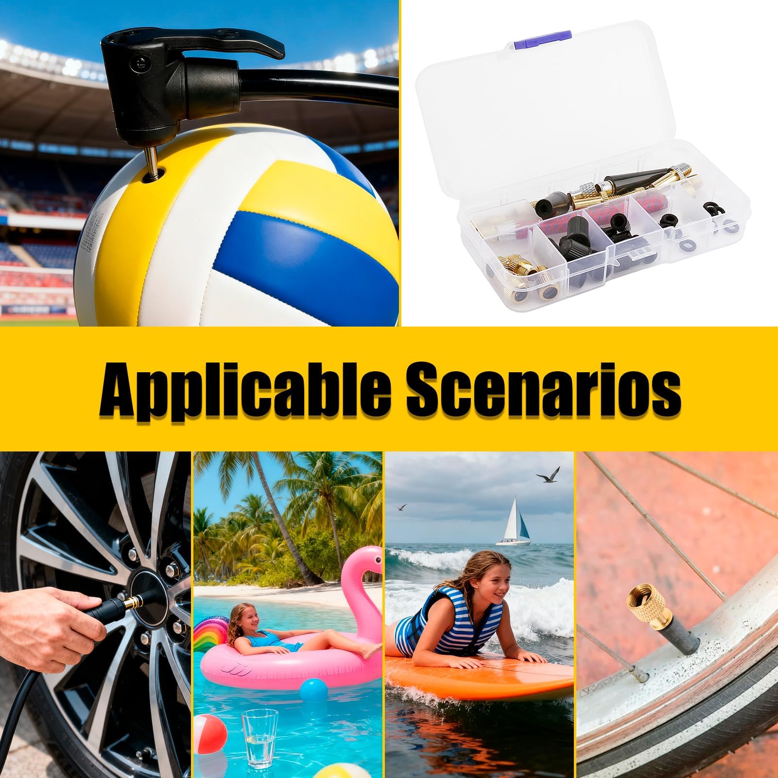 Accessori Bici 41 Pezzi Set Pompa Bicicletta Adattatore Valvola Ago Gonfiare Palloni Materassino