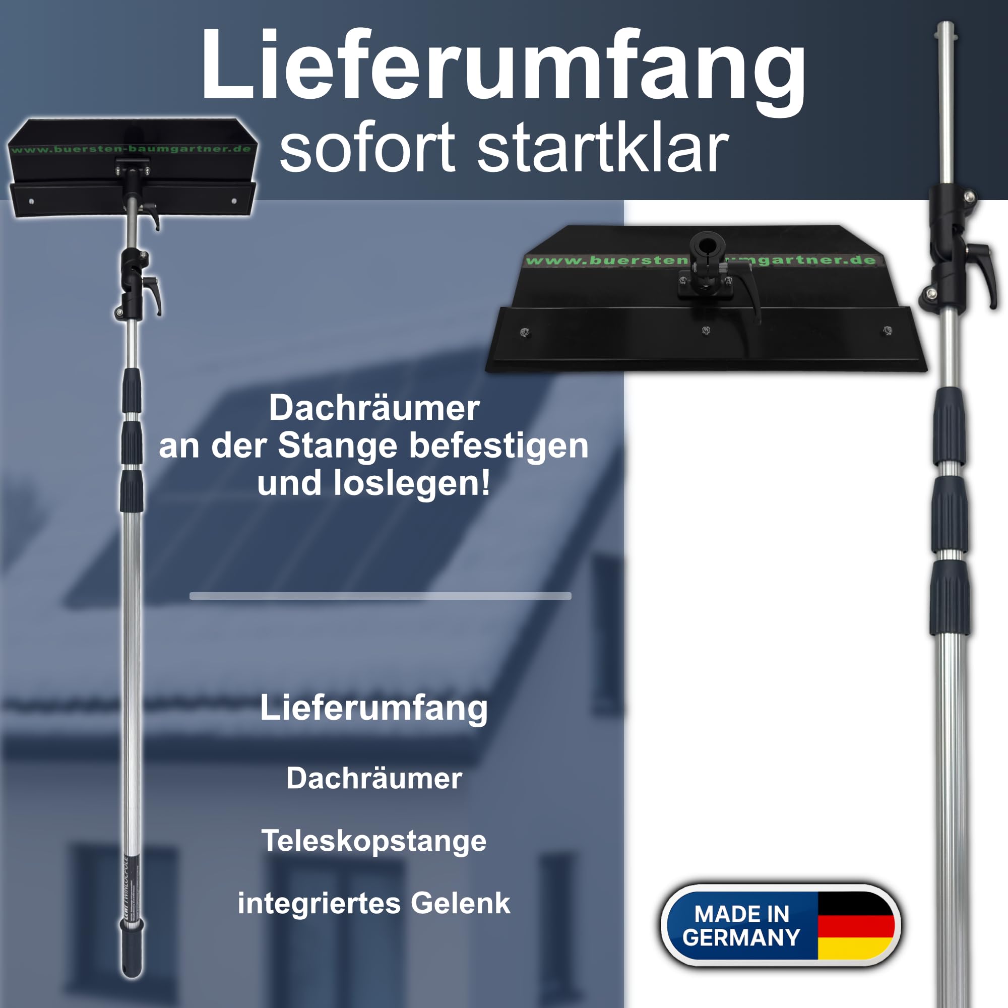 PREMIUM-Set Dachräumer mit Teleskopstange und Winkelgelenk (3,5 m)