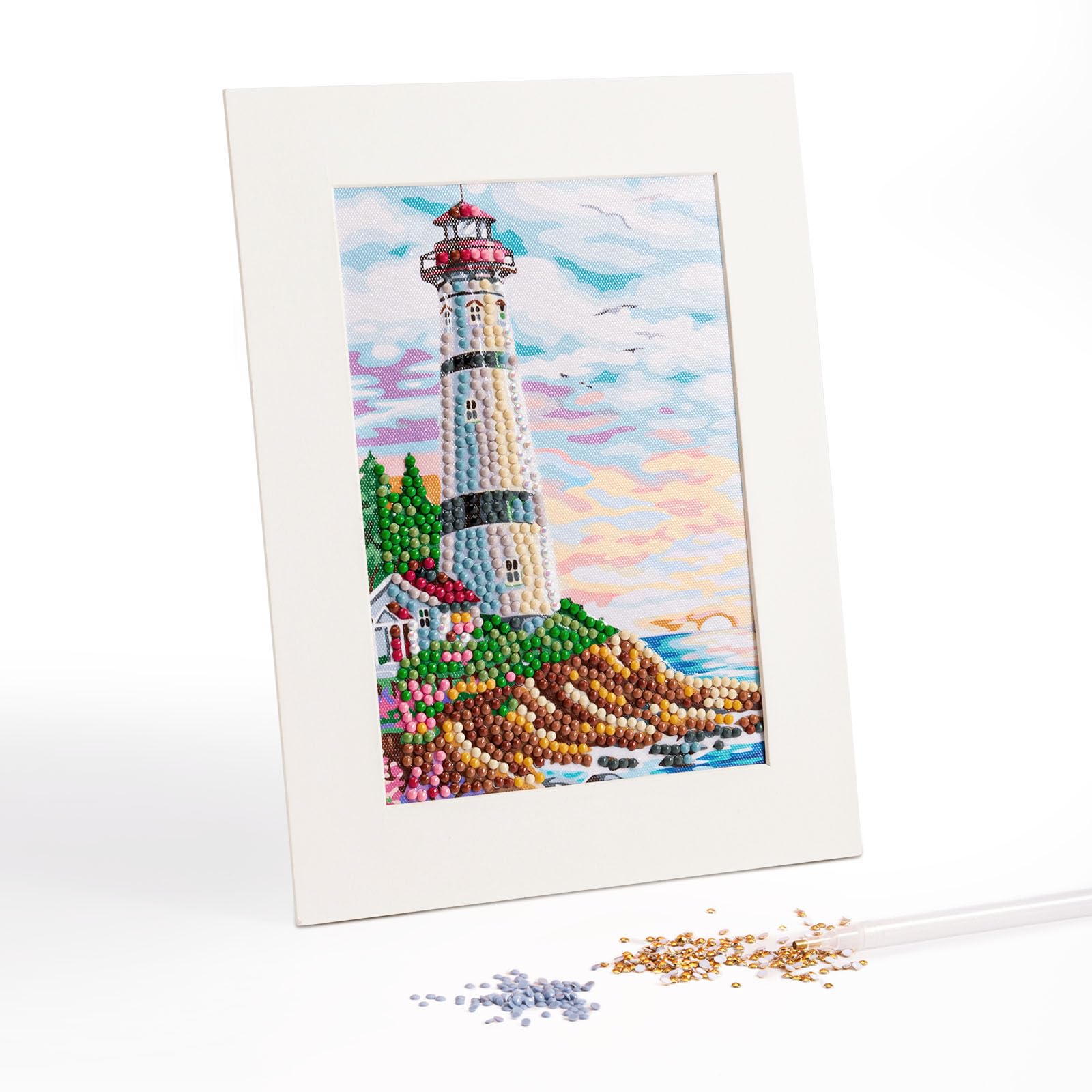 5D Diamond Painting Kit for Kids with Frame, Diamond Arts and Crafts for Kids Dots Painting by Number Kit DIY Home Wall Decoration 6.5X8.5 INCH