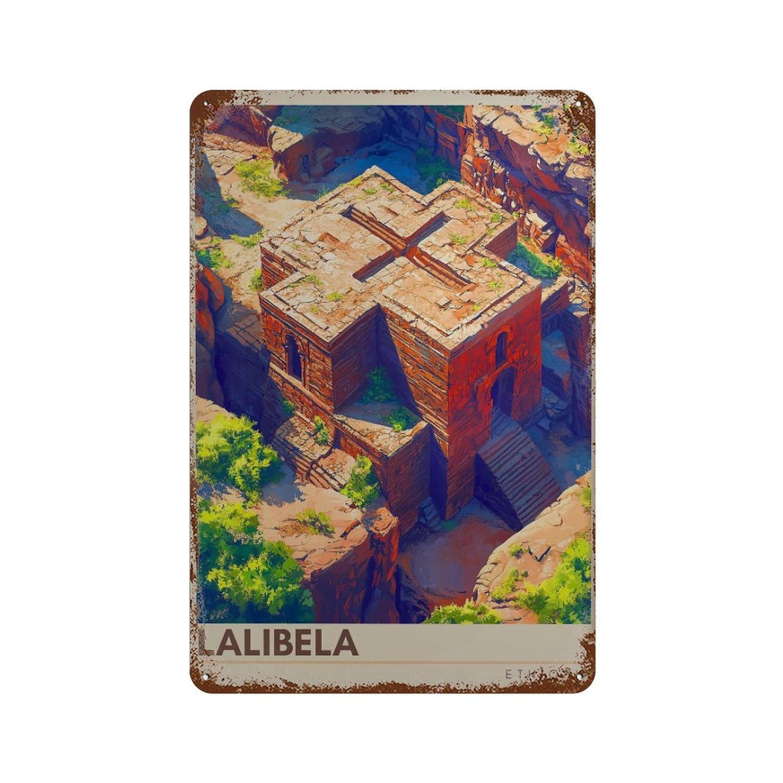 xiaoxiaoshen Lalibela Ethiopia Travel Stone Churches (2) Wall Decor Art Metal Tin Poster Modern Home Decor Art Home Bar Shop Decorations Vintage Sign 30x20cm