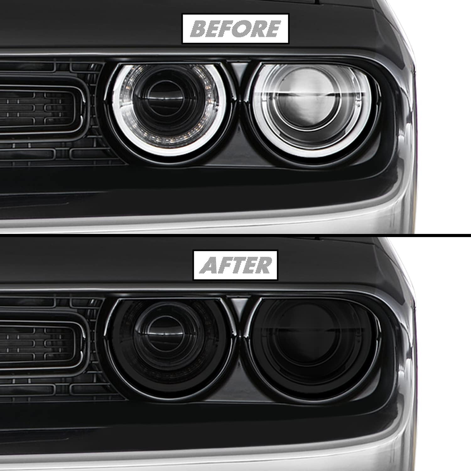 SlickMod PreCut Vinyl Smoke Tint for 2015-2022 Dodge Challenger Headlight (3. Headlight, 20% Dark Smoke)