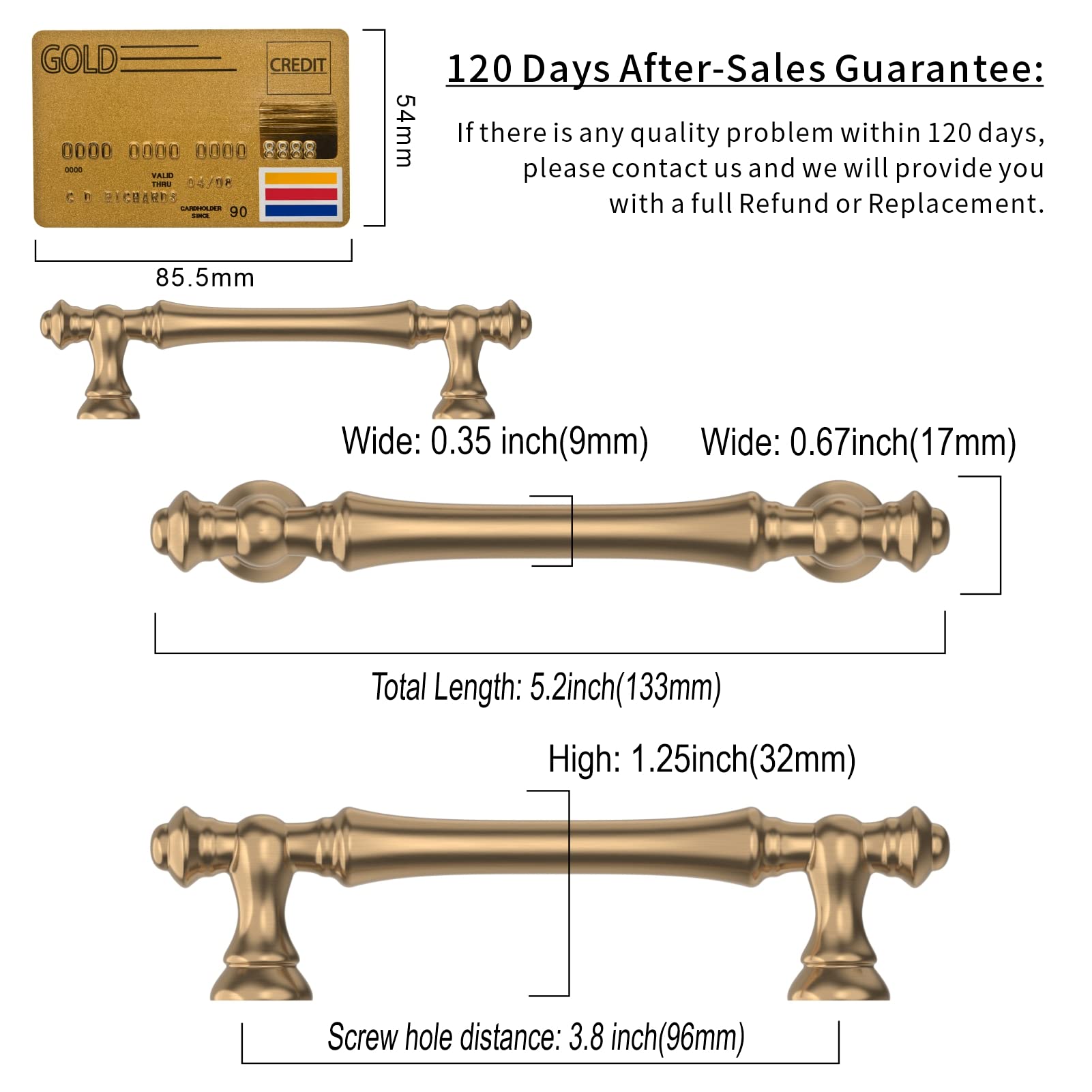 Amerdeco 10 Pack Champagne Bronze Cabinet Pulls 3.75 Inch(96mm) Hole Center Cabinet Hardware Kitchen Cabinet Handles for Bathroom Drawer Pulls Dresser Pulls ZH0014...