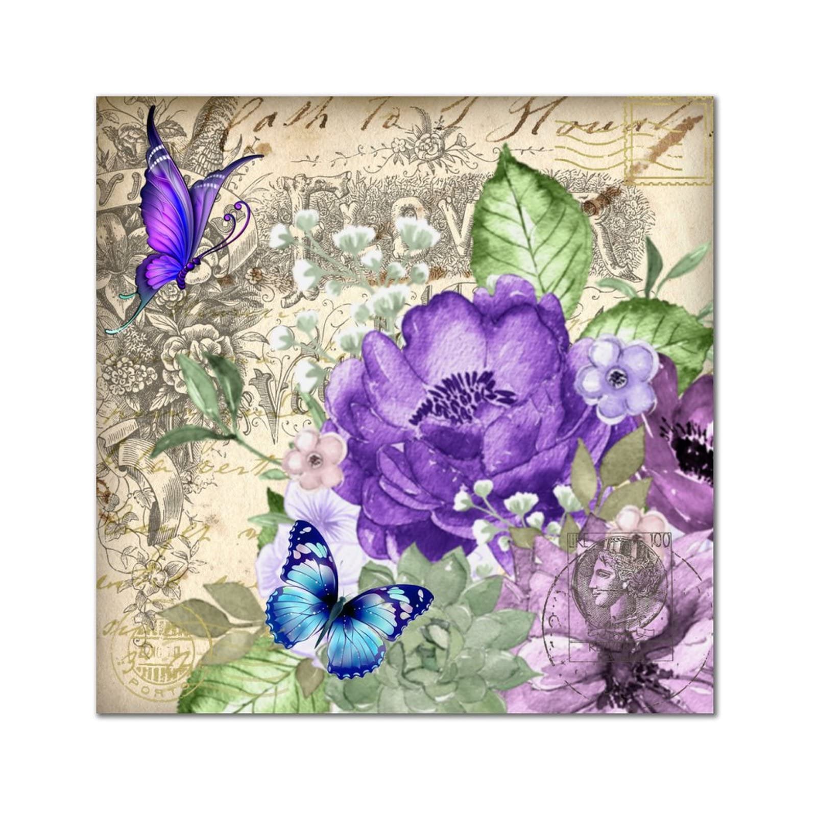 Plaque murale en bois papillon fleur de lys rétro 41cm - 6