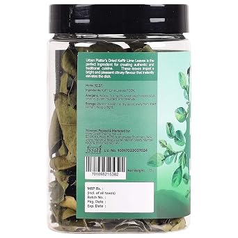 Urban Platter Premium Dried Makrut Lime Leaves, 0.35 Oz (10 g) | Product of India | Aromatic Citrus Leaves for Asian Cooking | Ideal for Soups, Curries, Stir-Fries & Tea