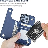 Vista 3 de ONETOP - Funda tipo cartera compatible con iPhone 15 Pro con soporte para tarjetas, funda de piel sintética con ranuras para tarjetas, doble cierre