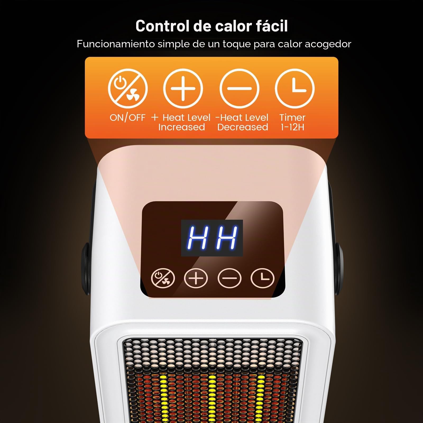 Calefactor Eléctrico 1200W, Mini PTC Cerámico Calefactor con Pantalla LCD, Control Remoto, Termostato, 2 Modos, Temporizador 12H, Protección Contra Sobrecalentamiento, para Oficina, Hogar, Dormitorio