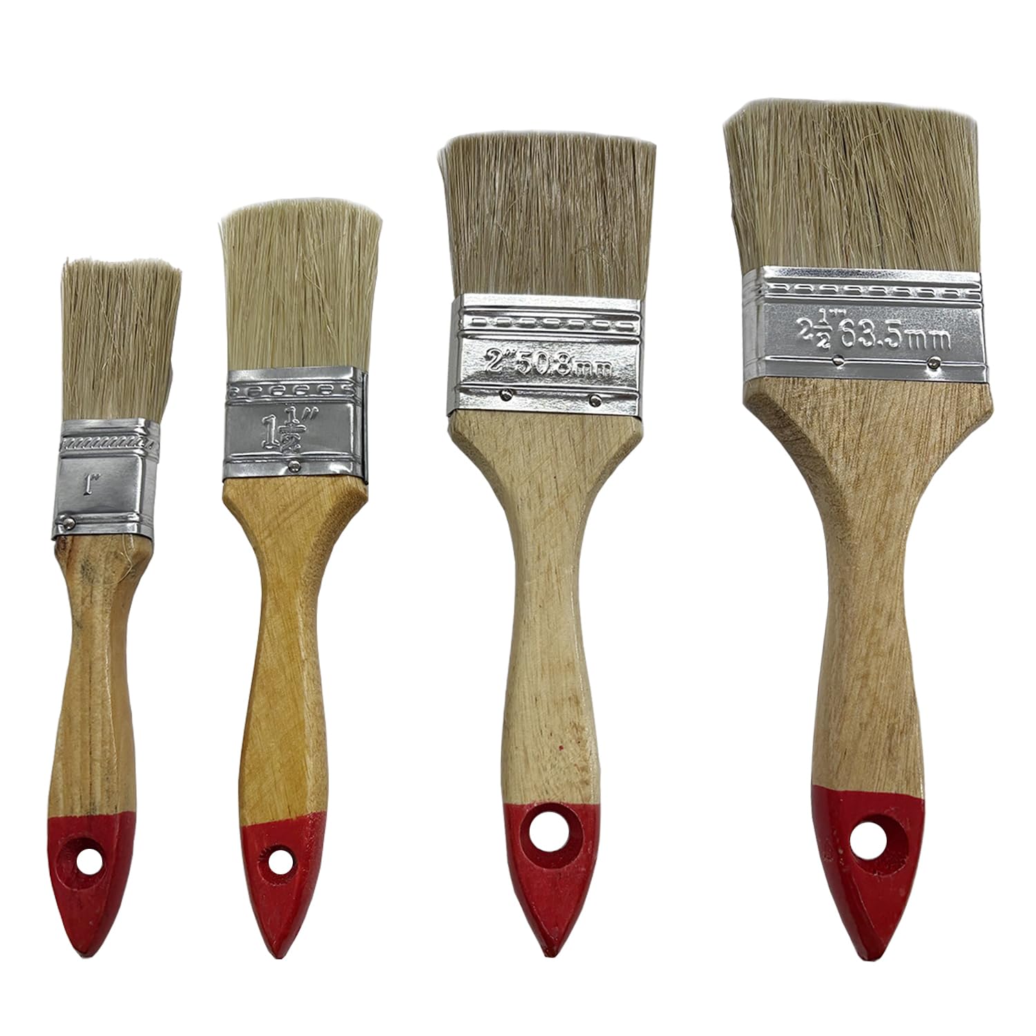 Icovalescent White Set Of 4 Paint Brushes, Flat Brushes, Suitable For Messy Jobs That Involve Painting, Silicon, Gesso, Staining, Varnishes, Glues(1/1.5/2 / 2.5 Inches)