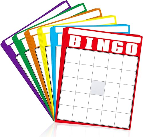 Marspark 36 tarjetas de bingo multicolor a granel multicolor Jumbo tablero de juego de bingo para hacer tus propios cuadrados de hoja para fiesta de