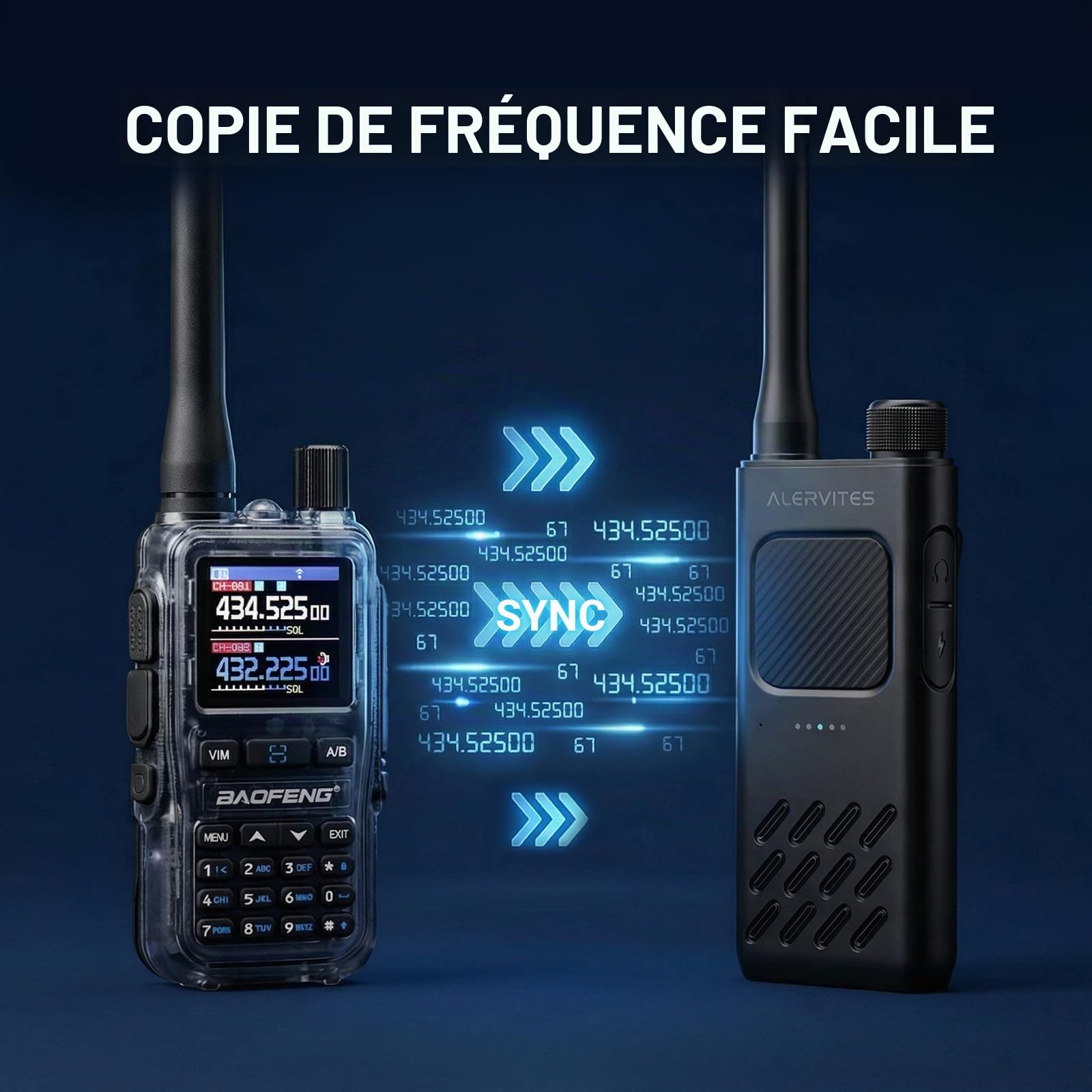 AT2 Talkie-Walkie UHF avec Messagerie Hors-Ligne (Texte & Image), Programmation App sans Fil, Double PTT, 30 Canaux, Batterie 2200mAh, USB-C, Clone Radio, Synchro Canal, 2 Pcs