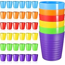 36PCS Plastic Cups 8 oz Drinking Cups Water Tumblers in 6 Assorted Colors Reusable Unbreakable Stackable Juice Glasses for Adults Kids Children Bright Colored Dishwasher and Microwave Safe